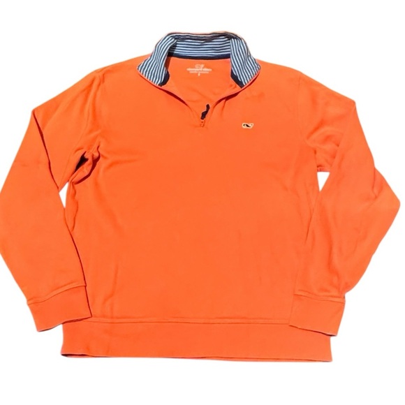 Vineyard Vines Men’s Orange Coral Blue Small 1/4 Zip Pullover Long Sleeve Golf - Picture 6 of 8